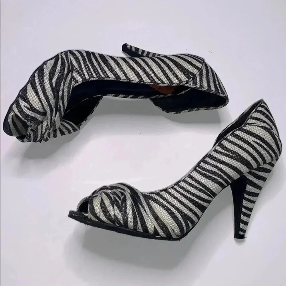 Rocketdog Zebra Print Open Toe Heels Size 8.5